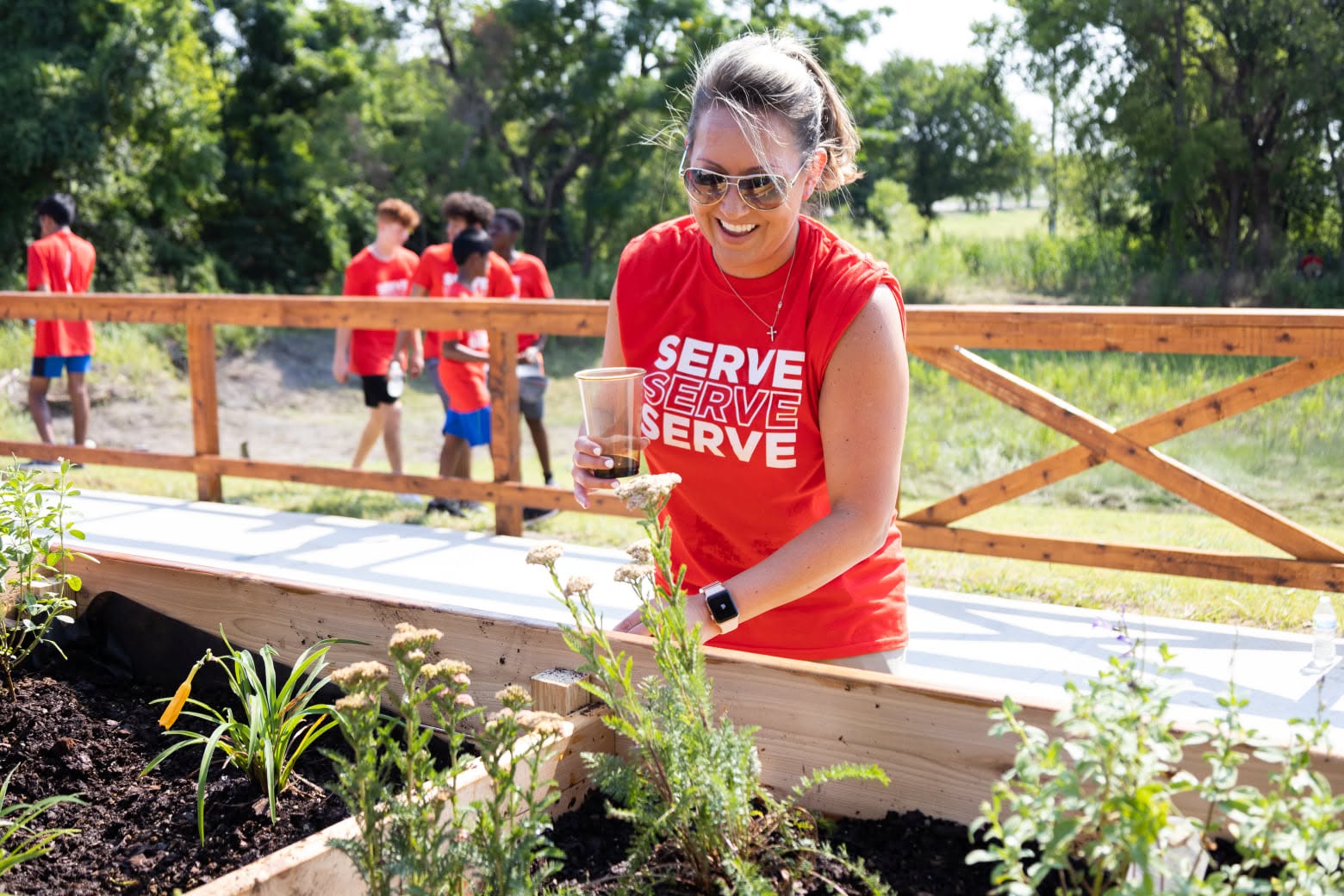 Volunteer gardening on Serve Day